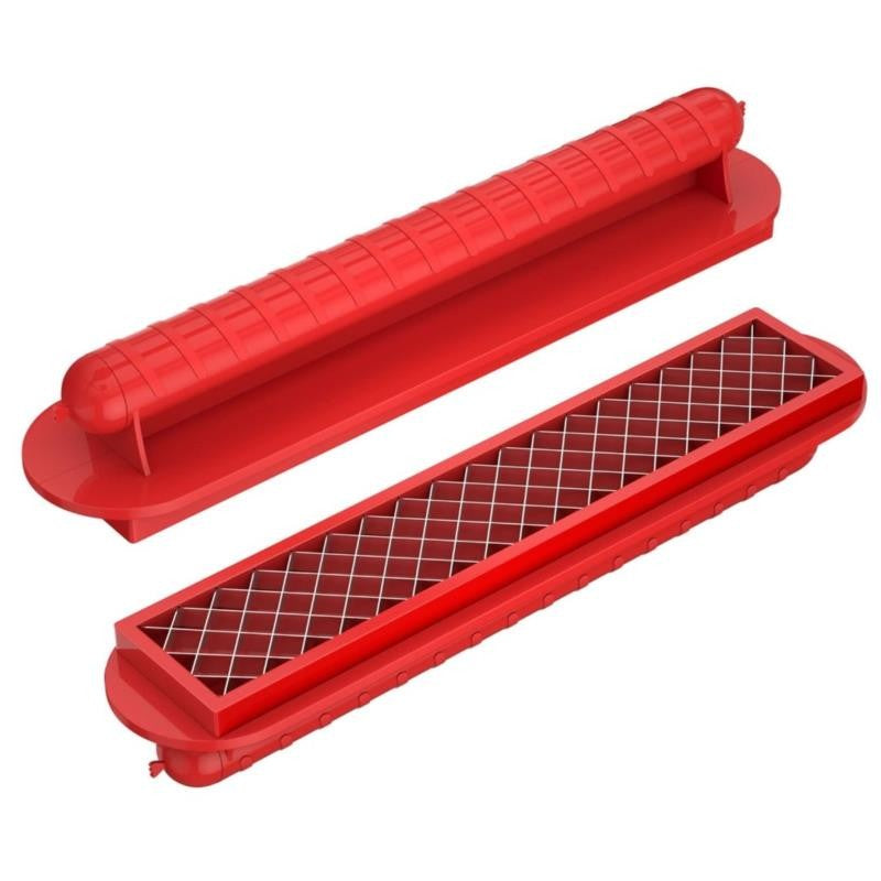 Feliator manual pentru hot-dog Flippy, crestare carnati si hot-dog, manual, potrivit pentru gratar, 29.5 x 6.5 cm, din inox si ABS, rosu-0