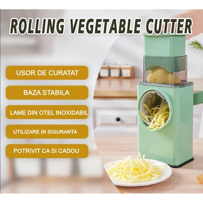 Feliator manual pentru legume Flippy, 3 lame din otel inxodabil, 3 tipuri de feliere, material carcasa ABS, latime maxima feliere 4 mm, baza de tip ventuza, usor si sigur de utilizat, 28.5 x 9,2 x 13.5 cm, verde-7