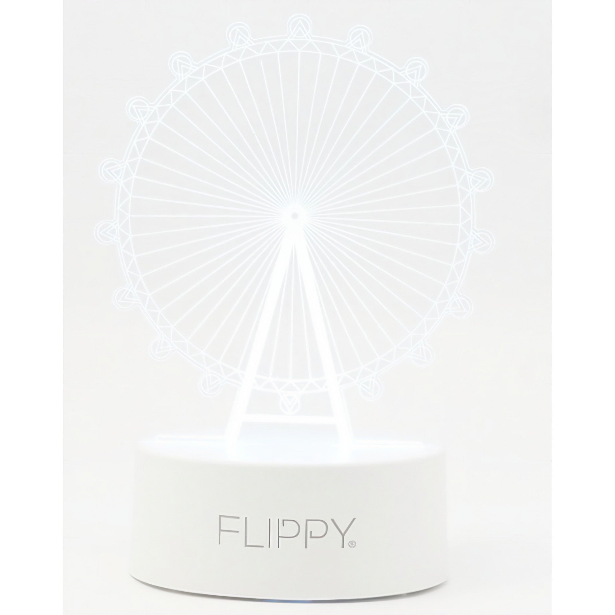 Lampa LED decorativa, Flippy, 3D, Roata Panoramica, cu telecomanda, doua moduri de alimentare USB si baterii, 20 cm inaltime, din material acril si lumina multicolora, alb-5