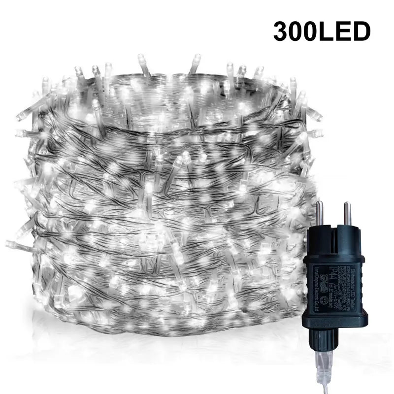 Instalatie Craciun 25 metri turturi, franjuri inegali cu 640 LED-uri, interconectabila