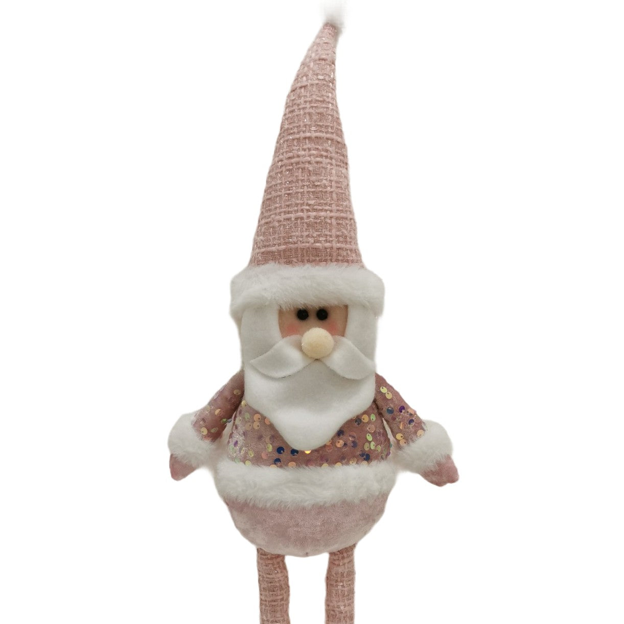 Figurina Decorativa, Pentru Craciun, Flippy, Mos Craciun, Picioare Telescopice, Inaltime Reglabila 44-54cm, Bluza cu Paiete, Roz-3