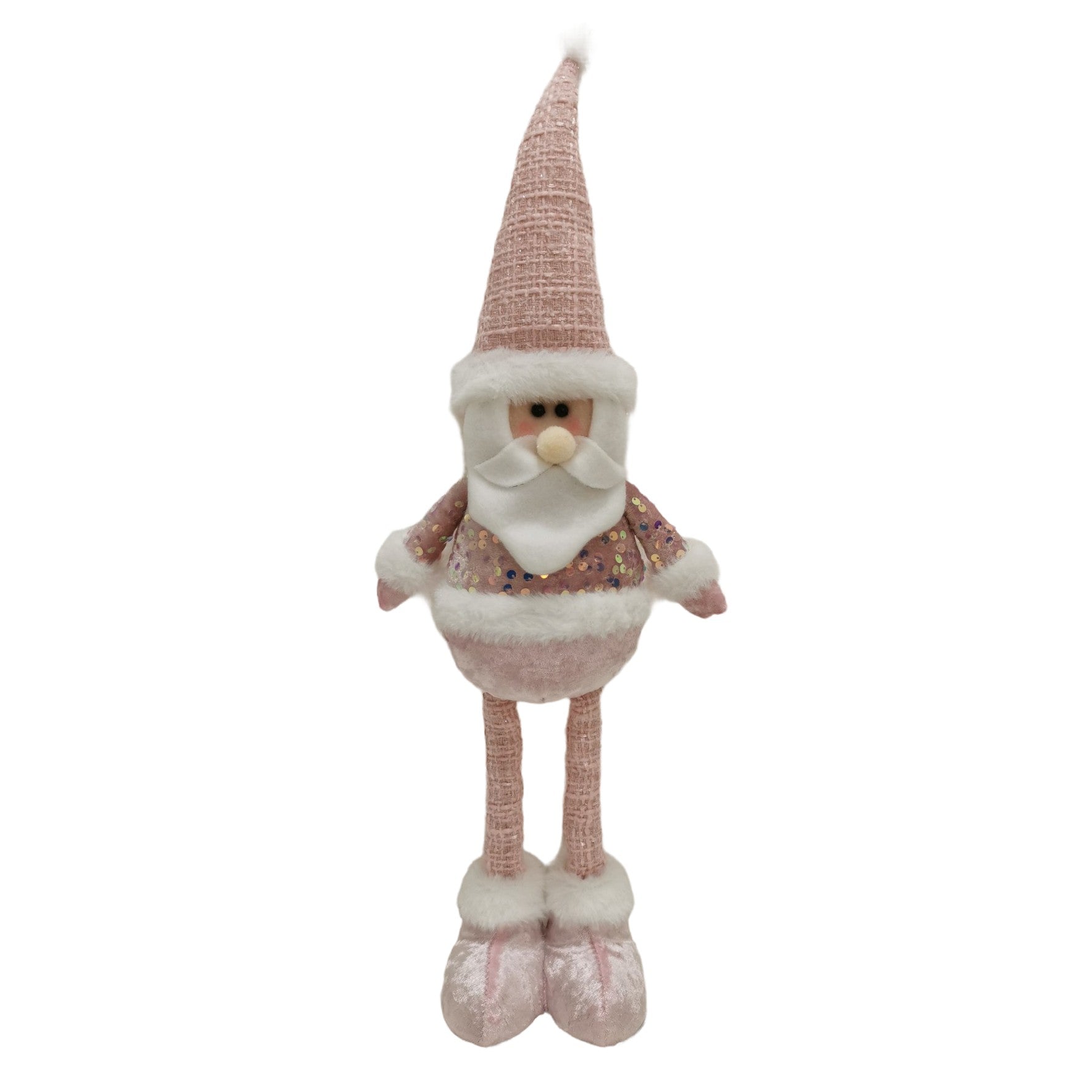Figurina Decorativa, Pentru Craciun, Flippy, Mos Craciun, Picioare Telescopice, Inaltime Reglabila 44-54cm, Bluza cu Paiete, Roz-4