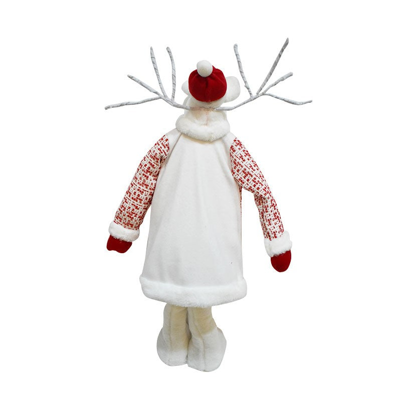 Figurina Decorativa, Pentru Craciun, Flippy, Ren, Picioare Telescopice, Inaltime Reglabila 42 - 80 cm, cu Haina, Alb/Rosu-4