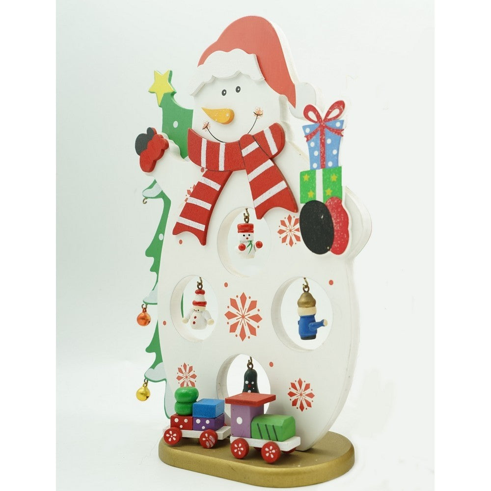 Figurina decorata de Craciun, Om de zapada, Alb, din Lemn, 18 cm x 24.5 cm, Interior, Flippy-9