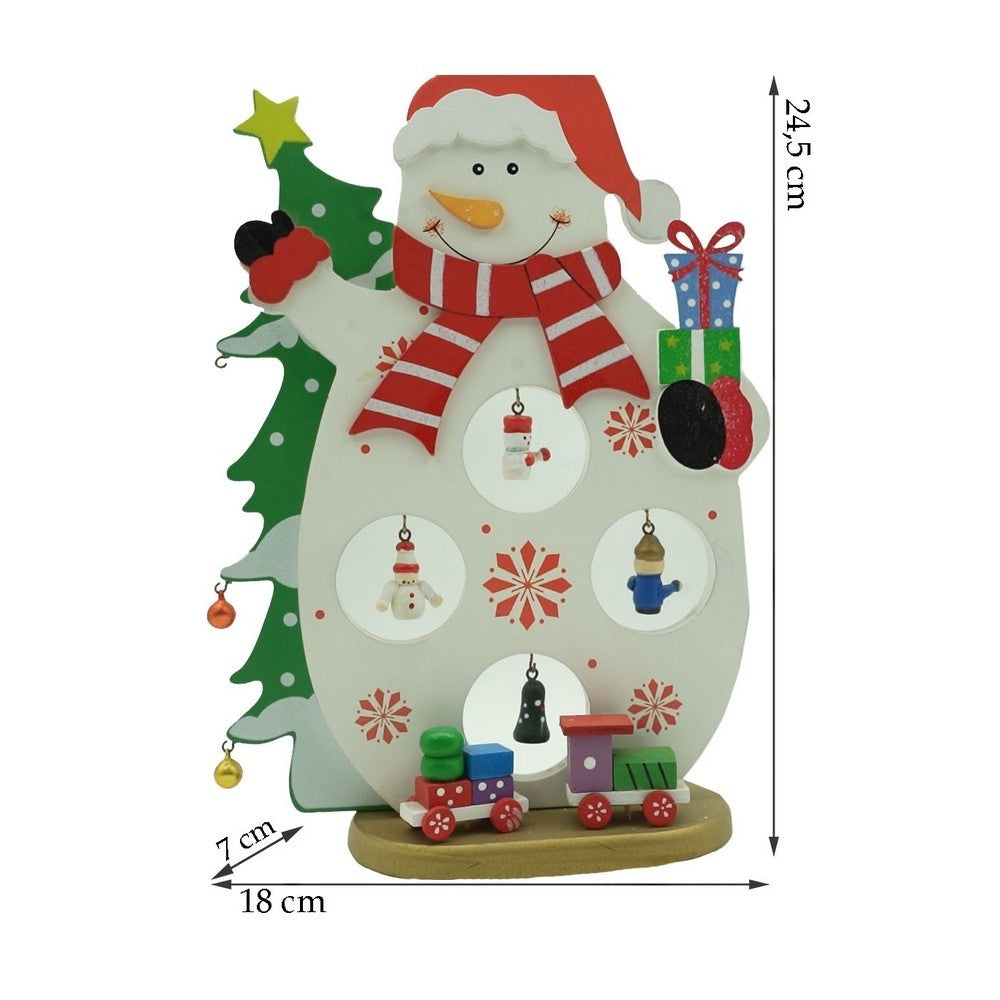 Figurina decorata de Craciun, Om de zapada, Alb, din Lemn, 18 cm x 24.5 cm, Interior, Flippy-10
