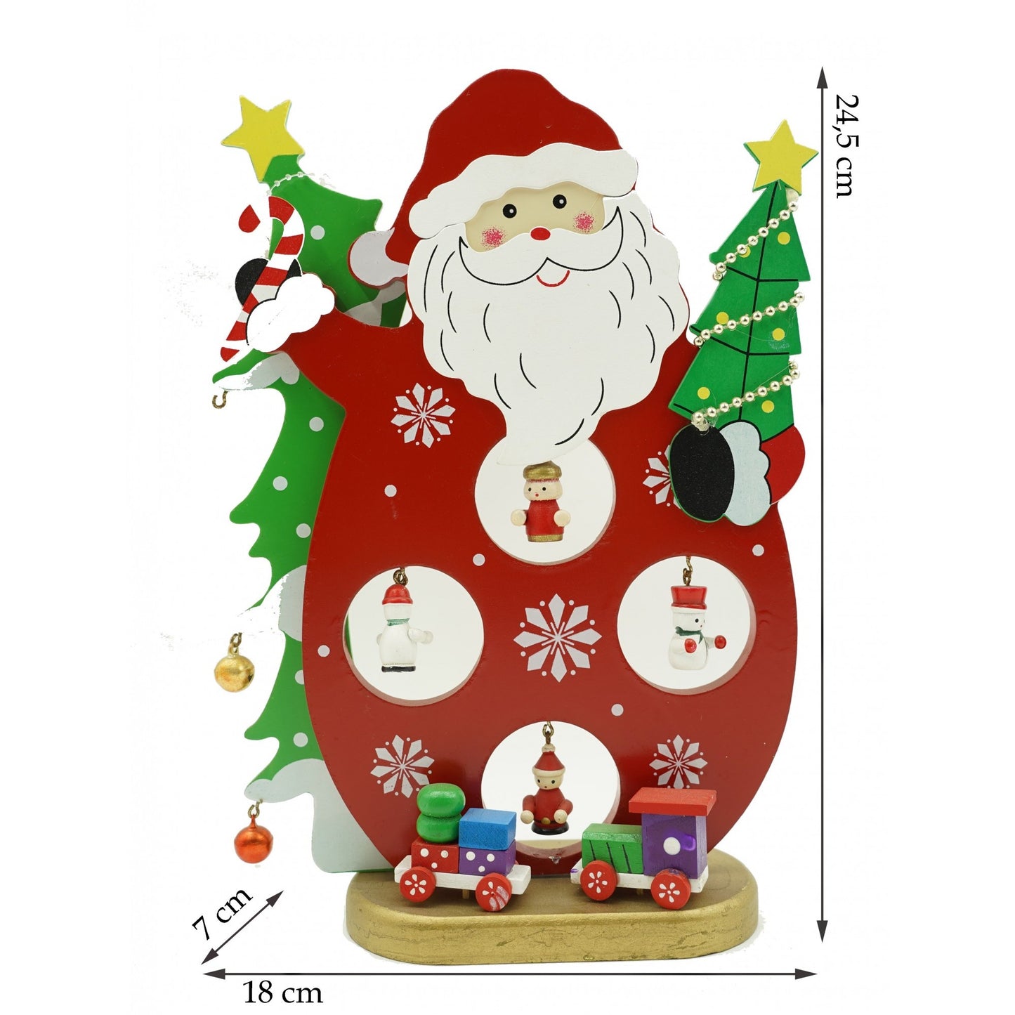 Figurina decorata, Mos Craciun, Rosu, din Lemn, 18 cm x 24.5 cm, Interior, Flippy-5