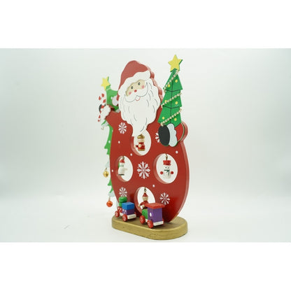 Figurina decorata, Mos Craciun, Rosu, din Lemn, 18 cm x 24.5 cm, Interior, Flippy-8