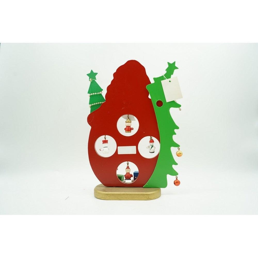 Figurina decorata, Mos Craciun, Rosu, din Lemn, 18 cm x 24.5 cm, Interior, Flippy-9