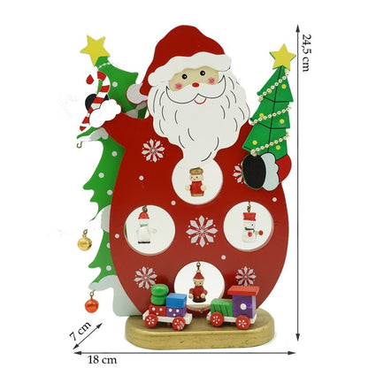 Figurina decorata, Mos Craciun, Rosu, din Lemn, 18 cm x 24.5 cm, Interior, Flippy-10