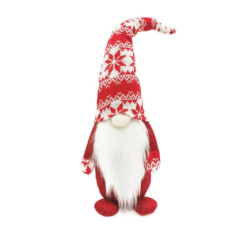 Figurina Decorativa, Pentru Craciun, Flippy, Spiridus, Omul Padurii cu Barba Lunga, Inaltime 47 cm, Rosu-0