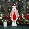 Figurina Decorativa, Pentru Craciun, Flippy, Ren, Picioare Telescopice, Inaltime Reglabila 42 - 80 cm, cu Haina, Alb/Rosu-0