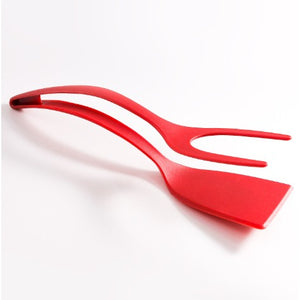 Spatula Multifunctionala tip Cleste, Flippy, Silicon, pentru Alimente, Carne, Paine, Rosu-0