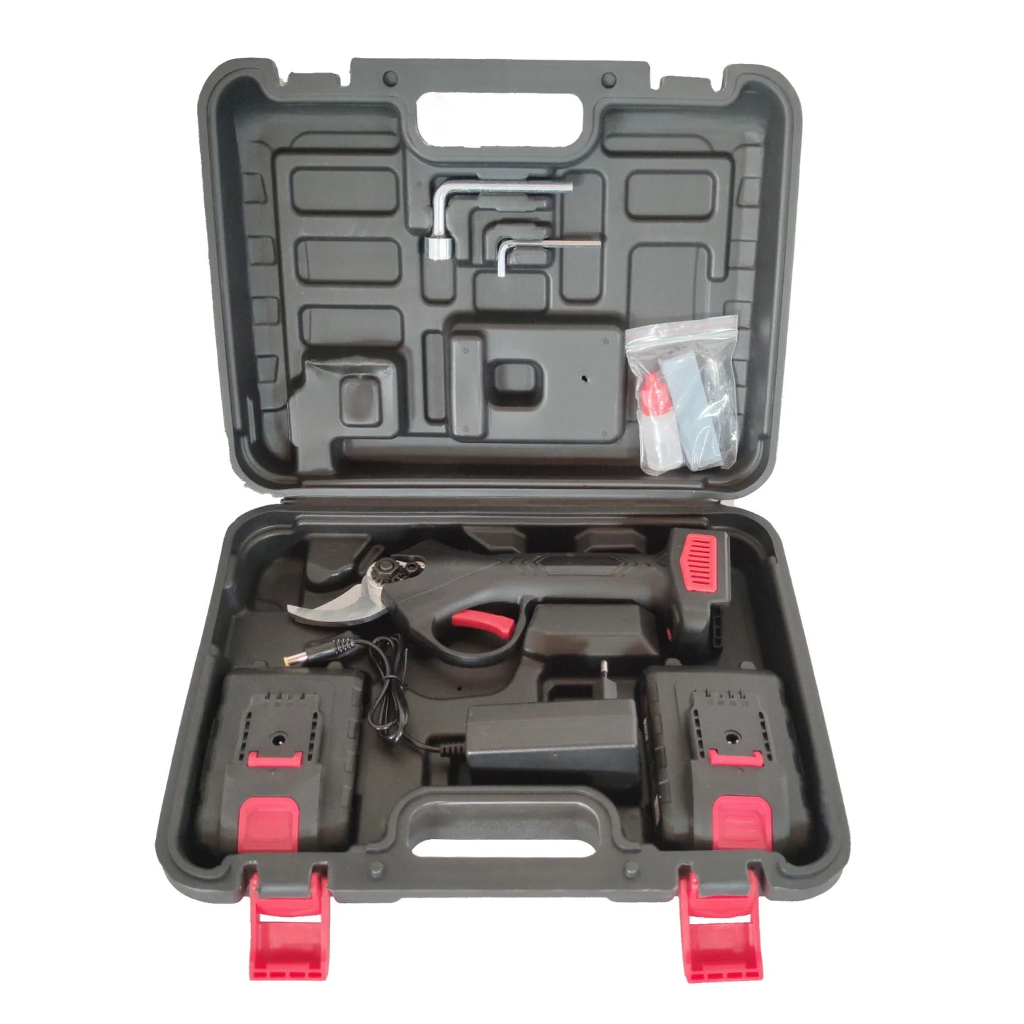 Foarfecă Electrică de Grădinărit fără Fir 30 mm – 800 W, 2 Acumulatori 48 V, Valiză și Accesorii