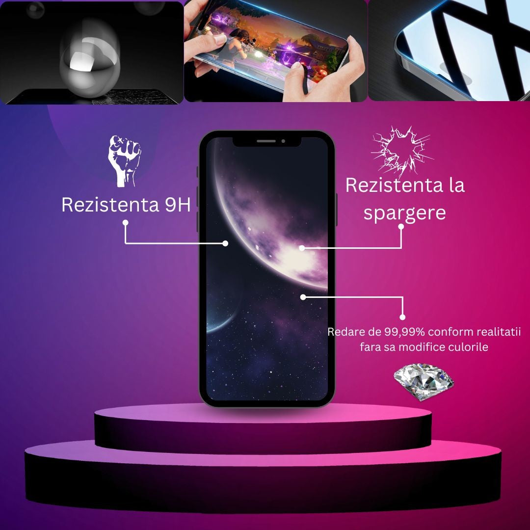 Folie de protectie Ceramica Flippy®, Transparenta HD, 9H, pentru Apple iPhone 15 Pro Max margini negre-2