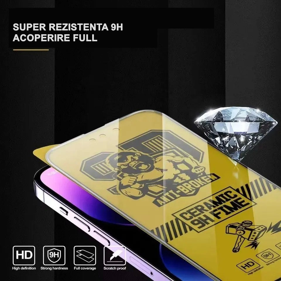 Folie de protectie Ceramica Flippy®, Transparenta HD, 9H, pentru Apple iPhone 15 Pro Max margini negre-3
