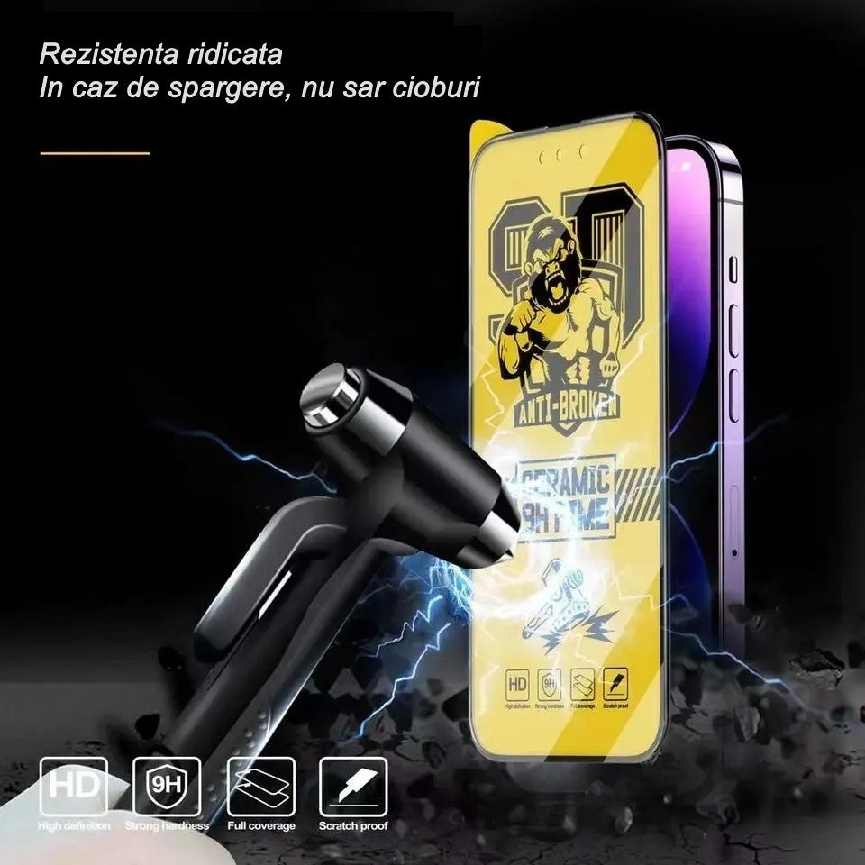 Folie de protectie Ceramica Flippy®, Transparenta HD, 9H, pentru Apple iPhone 15 Pro Max margini negre-4