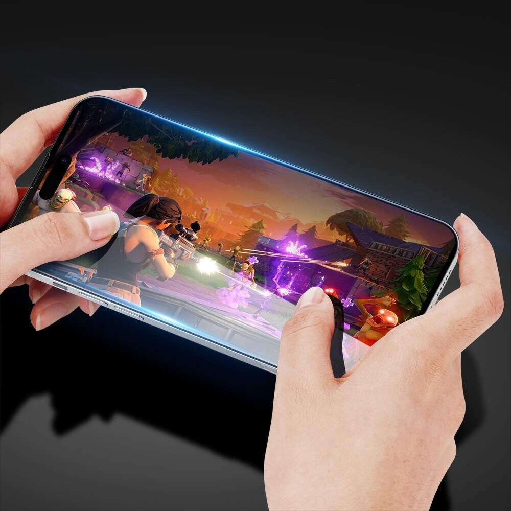 Folie de protectie Ceramica Flippy®, Transparenta HD, 9H, pentru Apple iPhone 15 Pro Max margini negre-5
