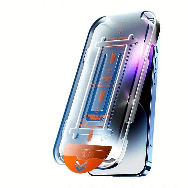 Folie de Protectie cu Instalare Rapida, Flippy, pentru Apple iPhone 15 Plus, Tempered Glass Easy Tool, Full Cover, Protectie Difuzor, HD, Margini Negre, Transparent-0