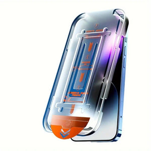 Folie de Protectie cu Instalare Rapida, Flippy, pentru Apple iPhone 15, Tempered Glass Easy Tool, Full Cover, Protectie Difuzor, HD, Margini Negre, Transparent-0