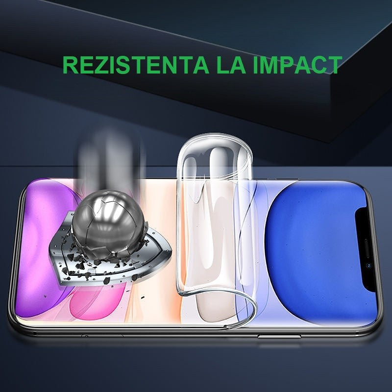 Folie de Protectie, Flippy, pentru iPhone 15 Pro, Flexible Hidrogel Protectie Blue Ray, Full Cover, Reparare Automata, Transparent-3
