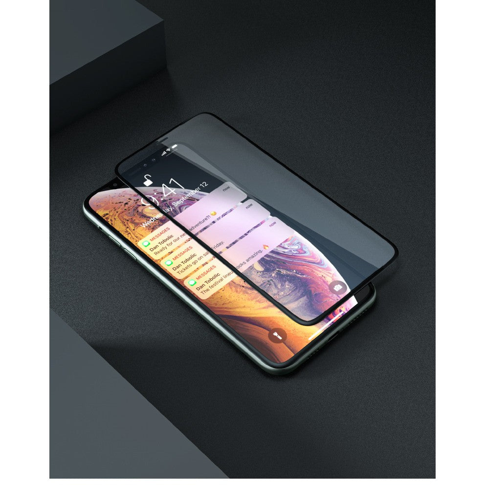 Folie de Protectie, Flippy, pentru iPhone 15 Pro, Full Cover, Ceramics 9D, Anti-soc, Anti-amprenta, Margini Negre, Transparent-3