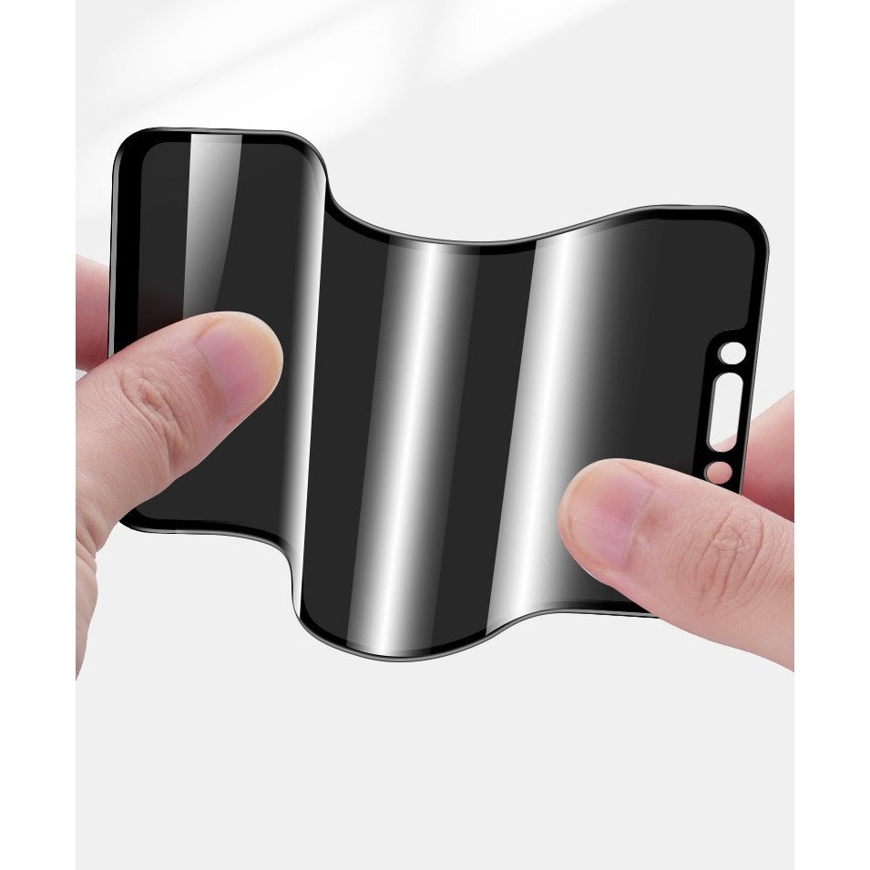 Folie de Protectie, Flippy, pentru iPhone 15 Pro, Matte Ceramic Privacy, 9H, Confidentialitate 30°, Anti-Soc, Negru Transparent-3