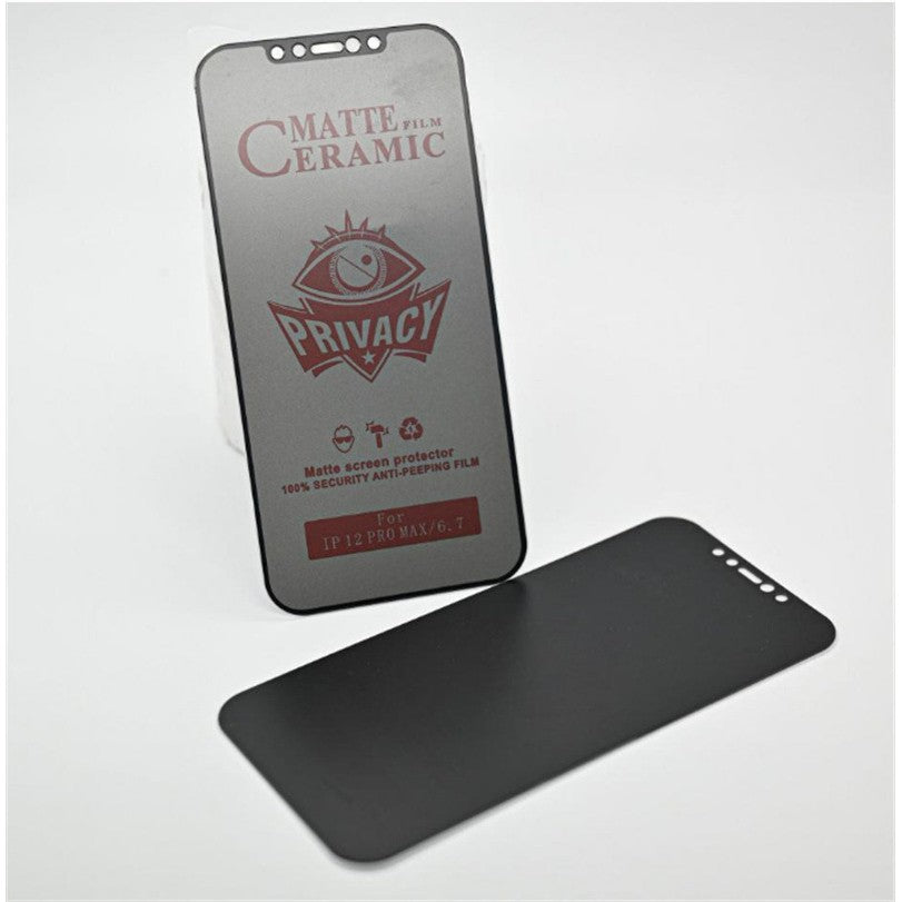 Folie de Protectie, Flippy, pentru iPhone 15 Pro, Matte Ceramic Privacy, 9H, Confidentialitate 30°, Anti-Soc, Negru Transparent-4