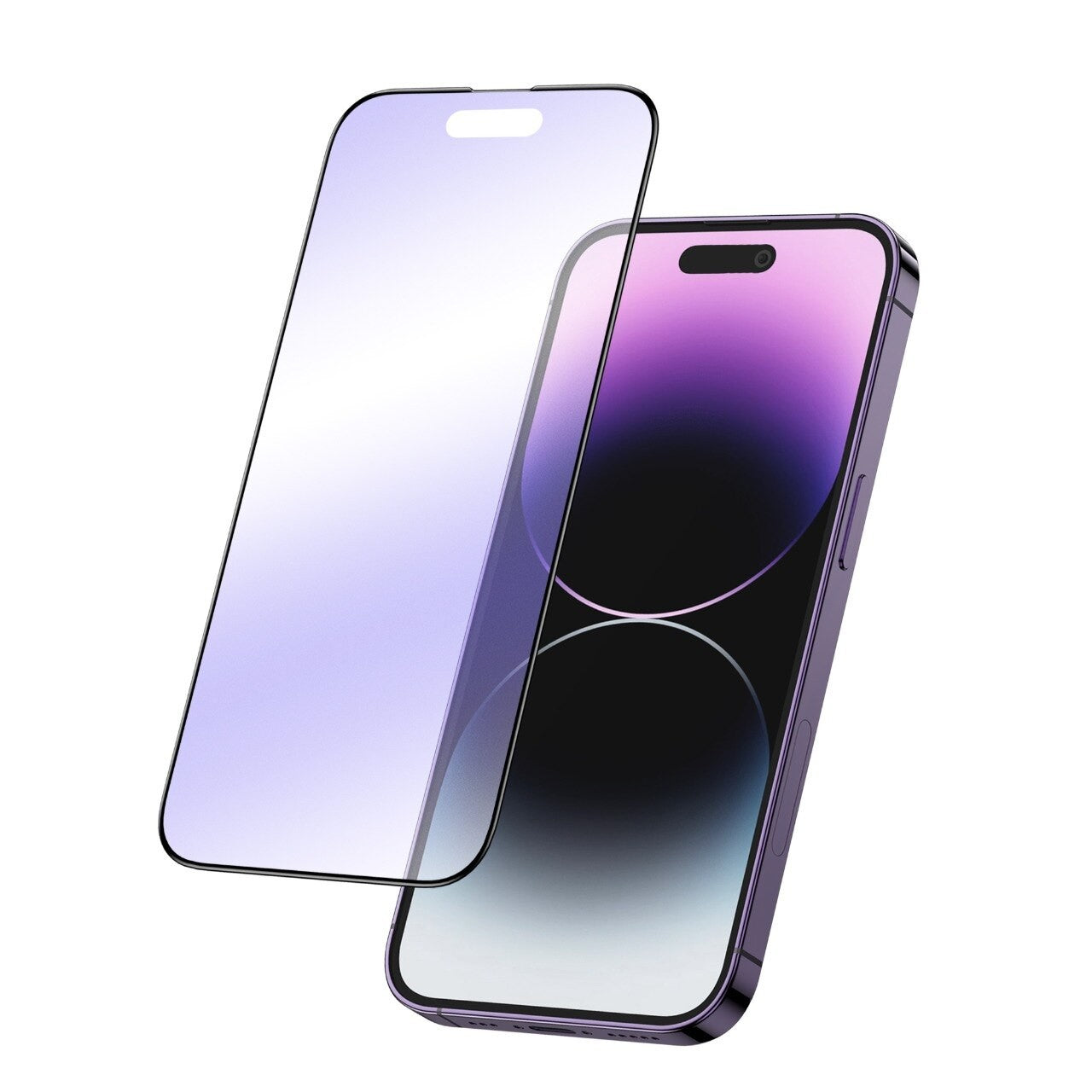 Folie de Protectie, Flippy, pentru iPhone 15 Pro Max, Ceramic Anti-Blue, 9H, Protectie Ochi, Anti-Soc, Mov-2
