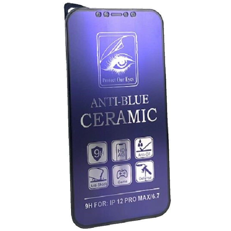 Folie de Protectie, Flippy, pentru iPhone 15 Pro Max, Ceramic Anti-Blue, 9H, Protectie Ochi, Anti-Soc, Mov-3