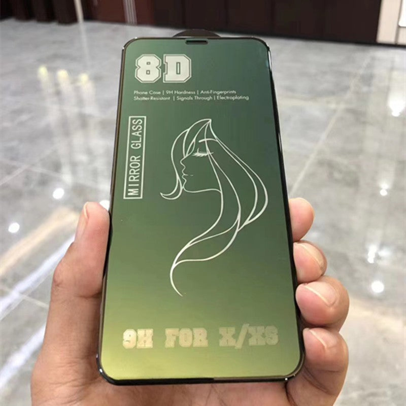 Folie de Protectie, Flippy, pentru iPhone 15 Pro, Tempered Glass Mirror 8D, Efect Oglinda, HD, Verde-3