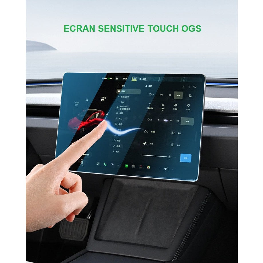 Folie de Sticla Securizata, Flippy, Compatibila cu Tesla Model 3 / Tesla Model Y, Ecran Frontal, 4K Ultra HD, Anti-amprenta, 2.5D, Transparent-5