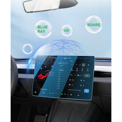 Folie de Sticla Securizata, Flippy, Compatibila cu Tesla Model 3 / Tesla Model Y, Ecran Frontal, Anti Blue-Ray, 4K Ultra HD, Anti-amprenta, 2.5D, Transparent-3