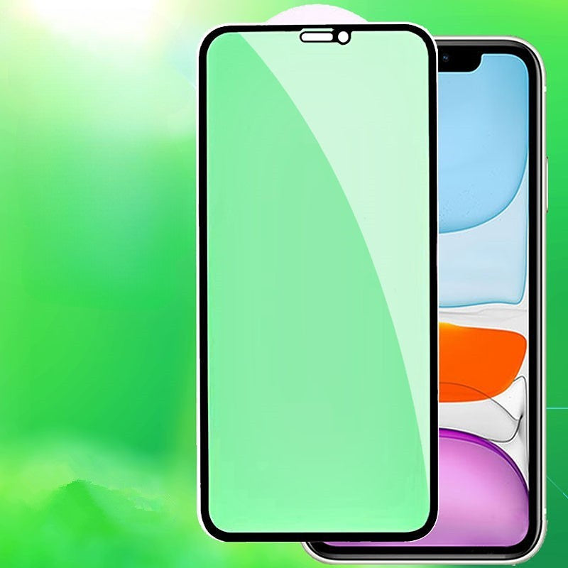 Folie de Sticla Securizata pentru Apple iPhone 15, Flippy, Lumina Verde Anti-Blue Ray, Auto-Aplicare, Protectie Completa 9D, Verde-1