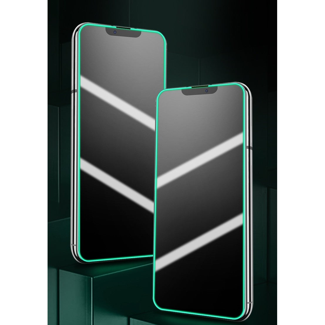 Folie de Sticla Securizata pentru Apple iPhone 15, Flippy, Luminous, Margine Fosforescenta Neon din Silicon, Mat, Anti-Amprenta, Protectie Completa, 9H, Verde-2