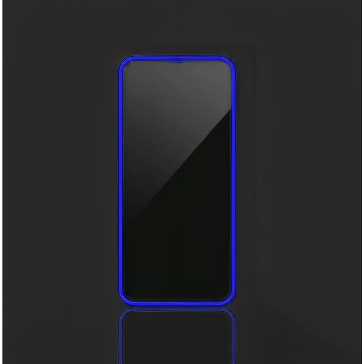 Folie de Sticla Securizata pentru Apple iPhone 15, Flippy, Luminous, Margine Fosforescenta Neon din Silicon, Mat, Anti-Amprenta, Protectie Completa, 9H, Albastru-1