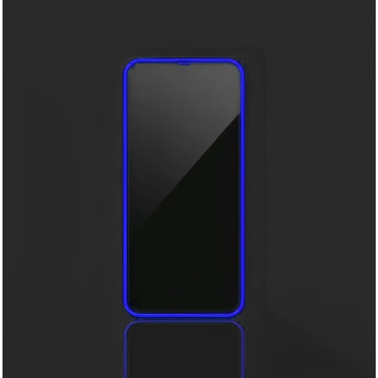 Folie de Sticla Securizata pentru Apple iPhone 15, Flippy, Luminous, Margine Fosforescenta Neon din Silicon, Mat, Anti-Amprenta, Protectie Completa, 9H, Albastru-1