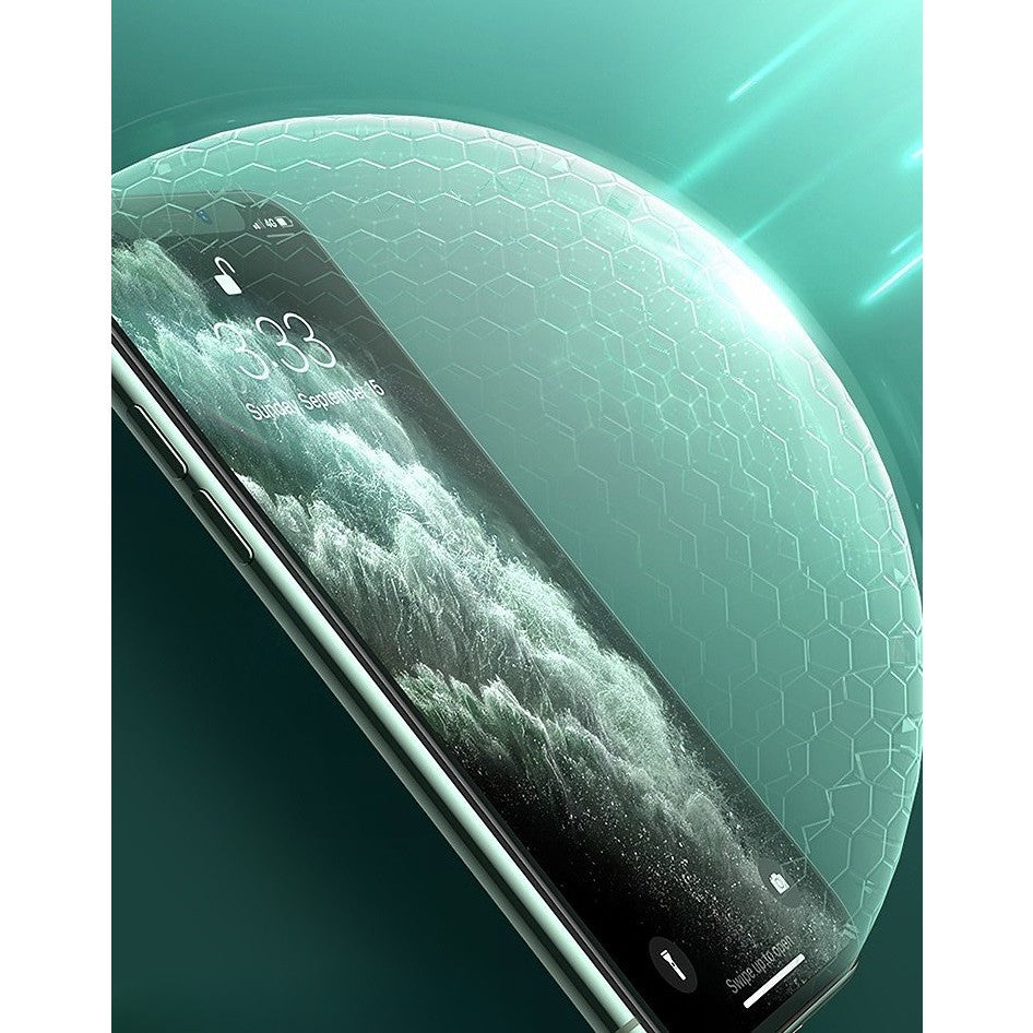 Folie de Sticla Securizata pentru Apple iPhone 15 Plus, Flippy, Lumina Verde Anti-Blue Ray, Auto-Aplicare, Protectie Completa 9D, Verde-6