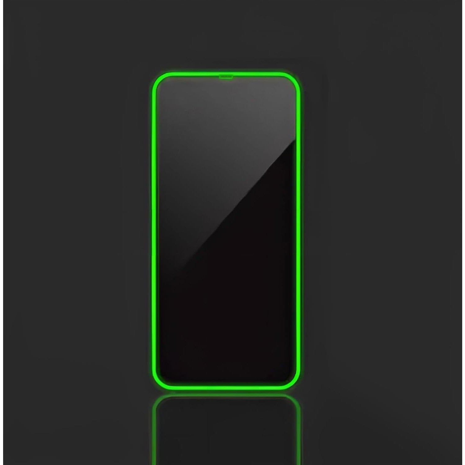 Folie de Sticla Securizata pentru Apple iPhone 15 Pro, Flippy, Luminous, Margine Fosforescenta Neon din Silicon, Mat, Anti-Amprenta, Protectie Completa, 9H, Verde-1