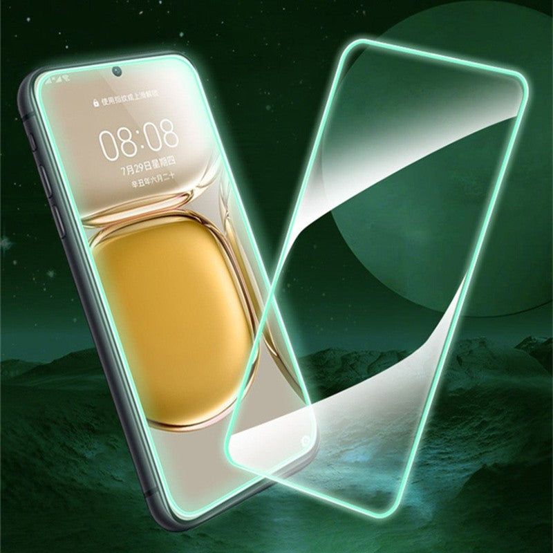 Folie de Sticla Securizata pentru Apple iPhone 15 Pro, Flippy, Luminous, Margine Fosforescenta Neon din Silicon, Mat, Anti-Amprenta, Protectie Completa, 9H, Verde-4