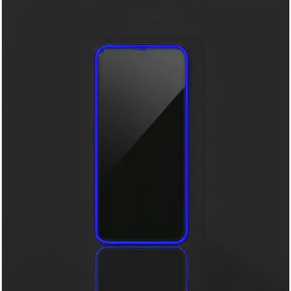 Folie de Sticla Securizata pentru Apple iPhone 15 Pro, Flippy, Luminous, Margine Fosforescenta Neon din Silicon, Mat, Anti-Amprenta, Protectie Completa, 9H, Albastru-1