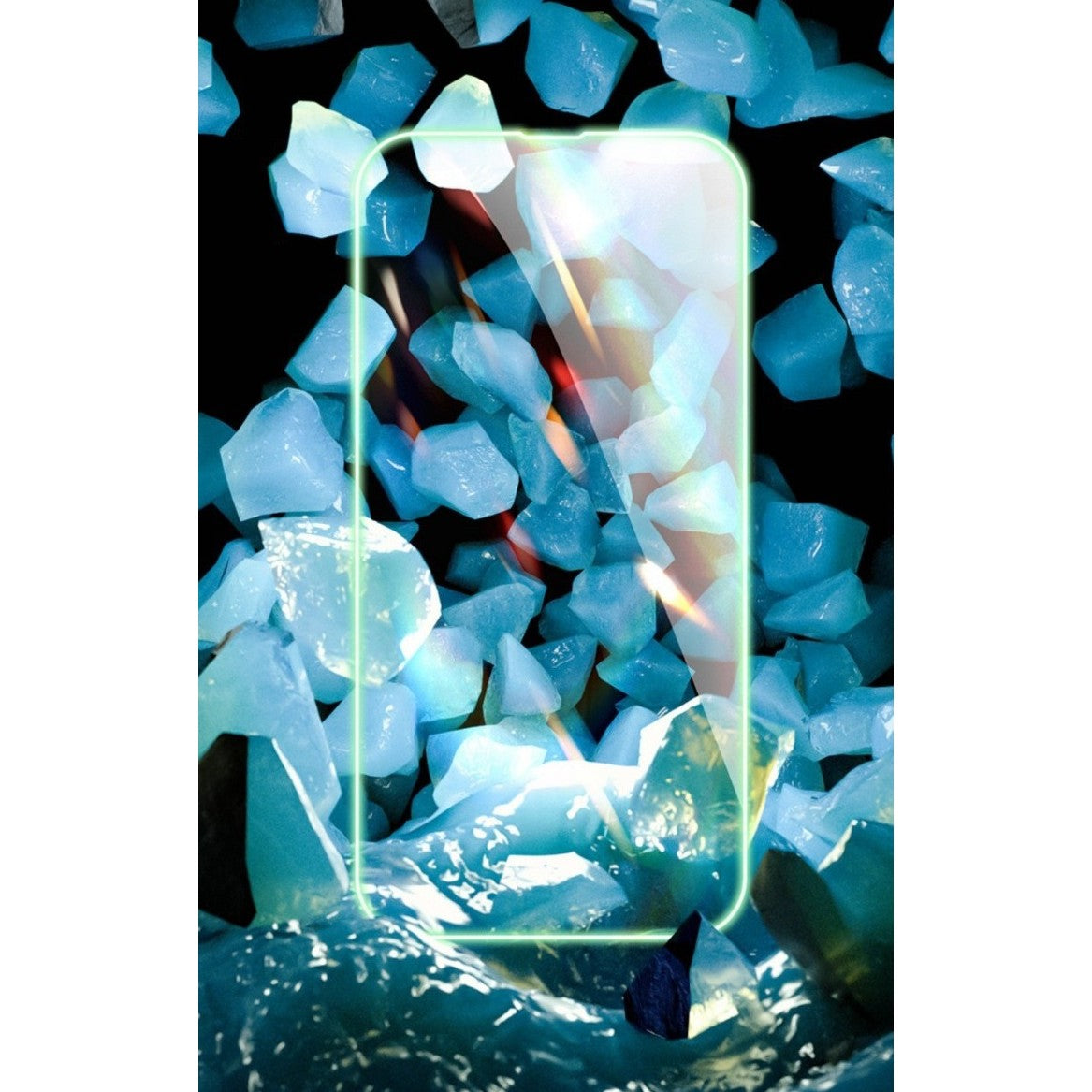 Folie de Sticla Securizata pentru Apple iPhone 15 Pro Max, Flippy, Luminous, Margine Fosforescenta Neon din Silicon, Mat, Anti-Amprenta, Protectie Completa, 9H, Verde-5