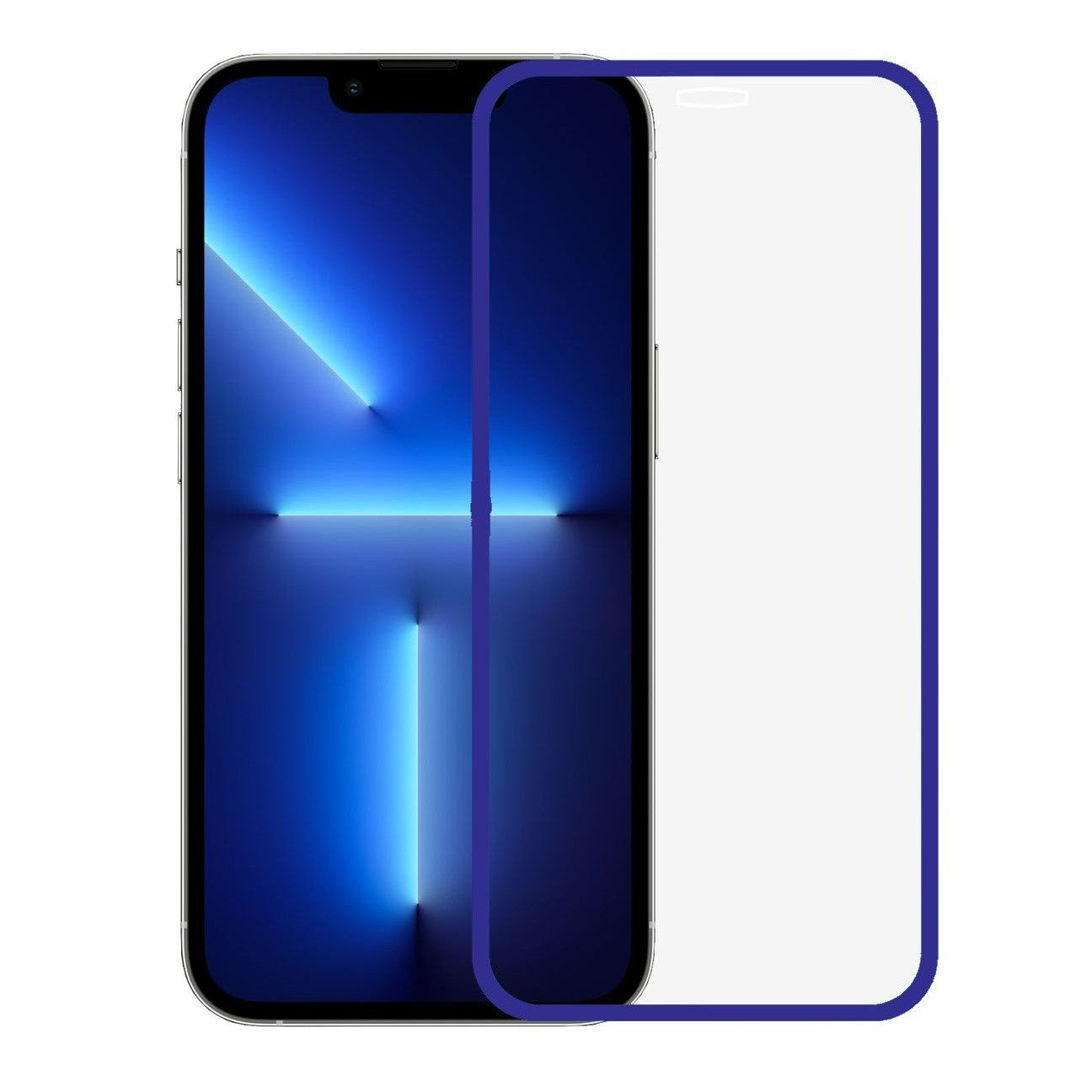 Folie de Sticla Securizata pentru Apple iPhone 15 Pro Max, Flippy, Luminous, Margine Fosforescenta Neon din Silicon, Mat, Anti-Amprenta, Protectie Completa, 9H, Albastru-0
