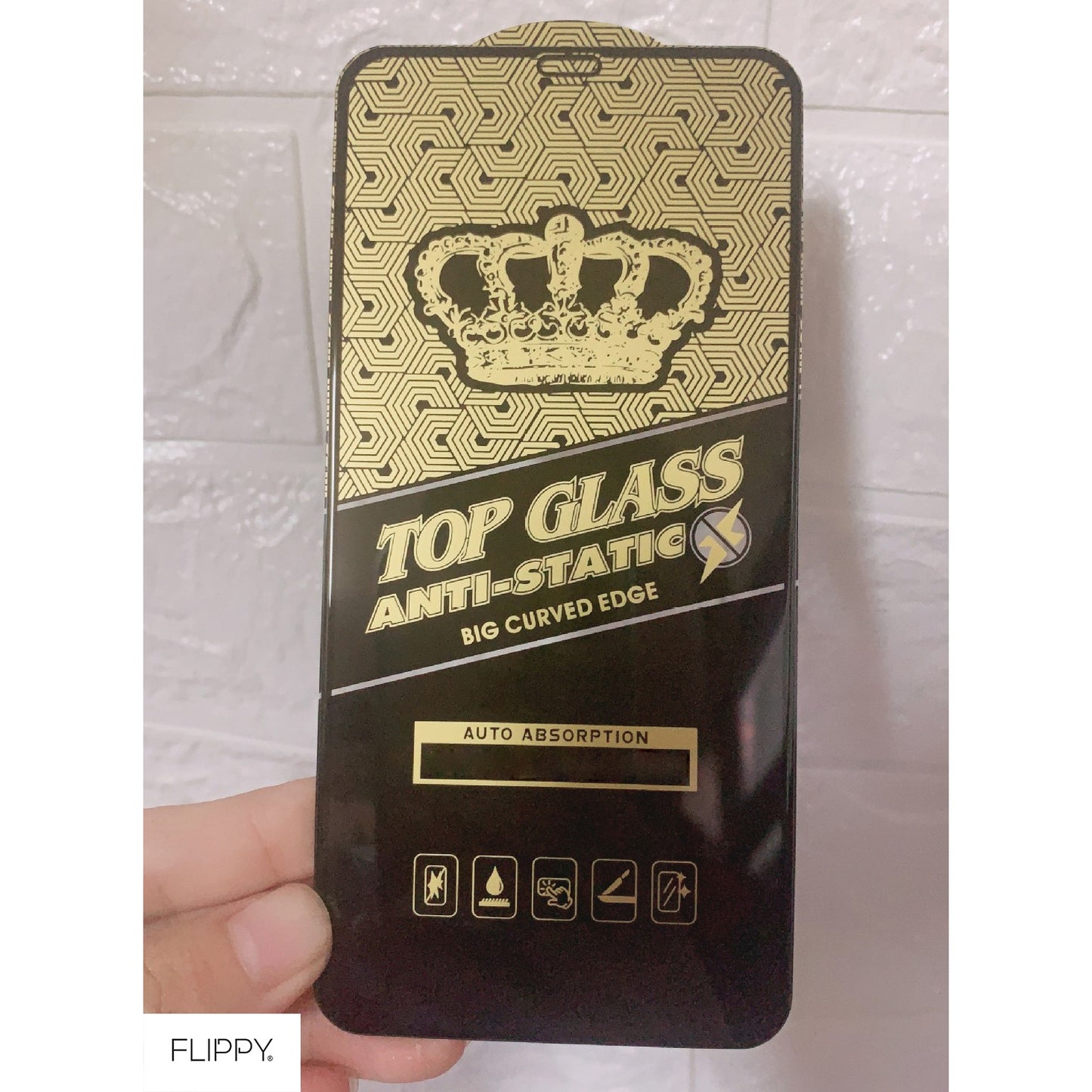 Folie ecran Flippy pentru iPhone 14 Pro, Sticla ESD, Top Glass, Anti-static, Negru-6
