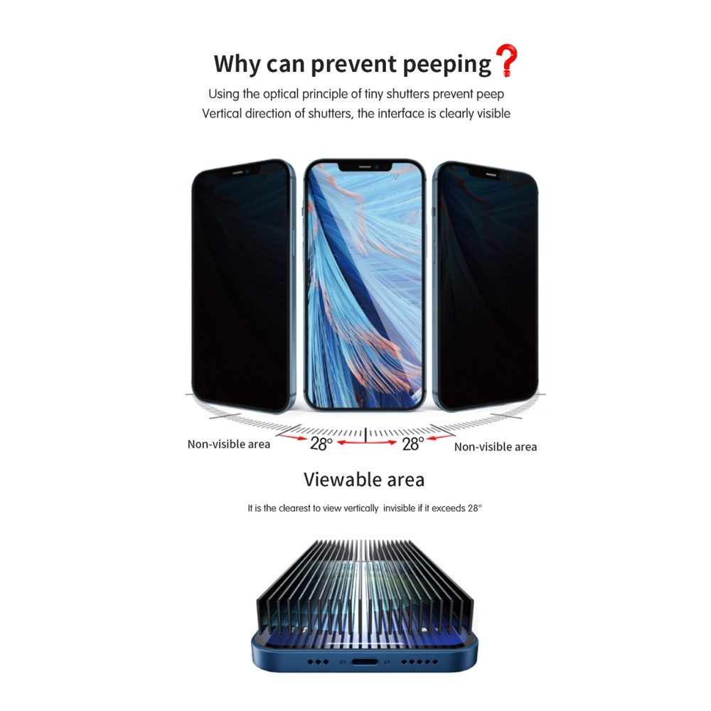 Folie protectie Flippy pentru iPhone 14 Pro Max, Sticla securizata, temperata, duritate 9H, Privacy 360, Transparenta, Protectie Completa-5