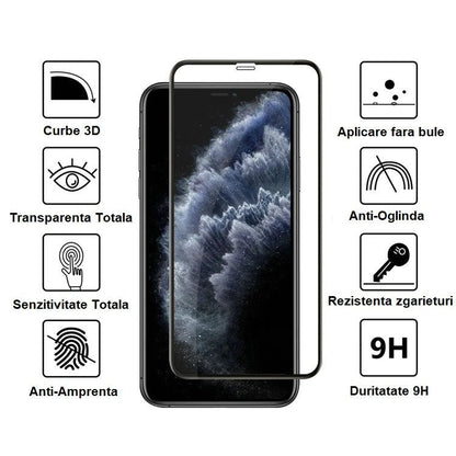 Folie Sticla Securizata Flippy compatibila cu Oppo Find X2, Full Glue, Curbata, Lipici margine, Negru-1