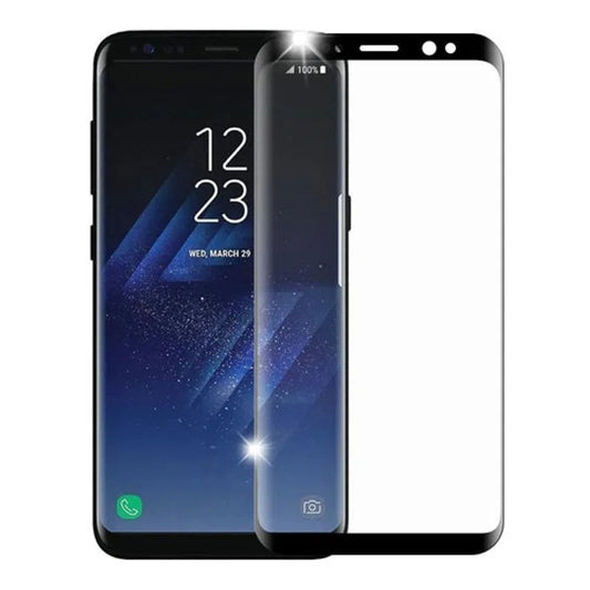 Folie Sticla Curbata Flippy compatibila cu  Samsung Galaxy S8, cu lipici pe conturul negru, Full Face V2 Negru-1