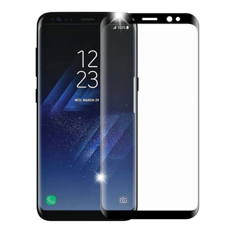 Folie Sticla Curbata Flippy compatibila cu  Samsung Galaxy S8, cu lipici pe conturul negru, Full Face V2 Negru-1