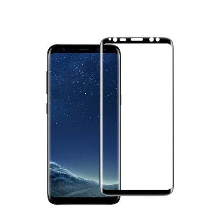 Folie Sticla Curbata Flippy compatibila cu  Samsung Galaxy S8, cu lipici pe conturul negru, Full Face V2 Negru-0