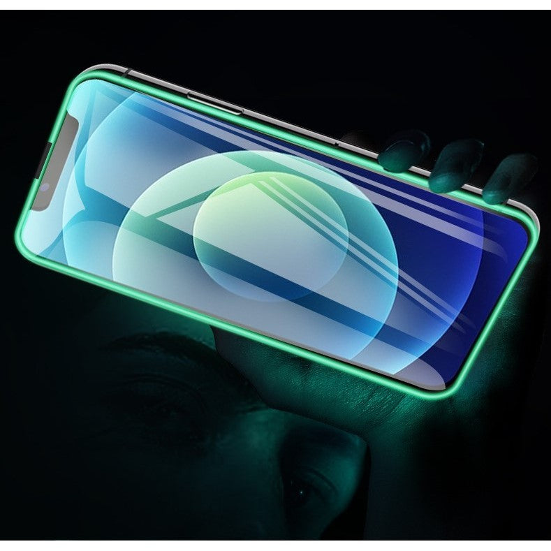 Folie Sticla Securizata Flippy,  Luminous, compatibila cu Apple iPhone 14 Pro Max, Margine fosforescenta verde-4
