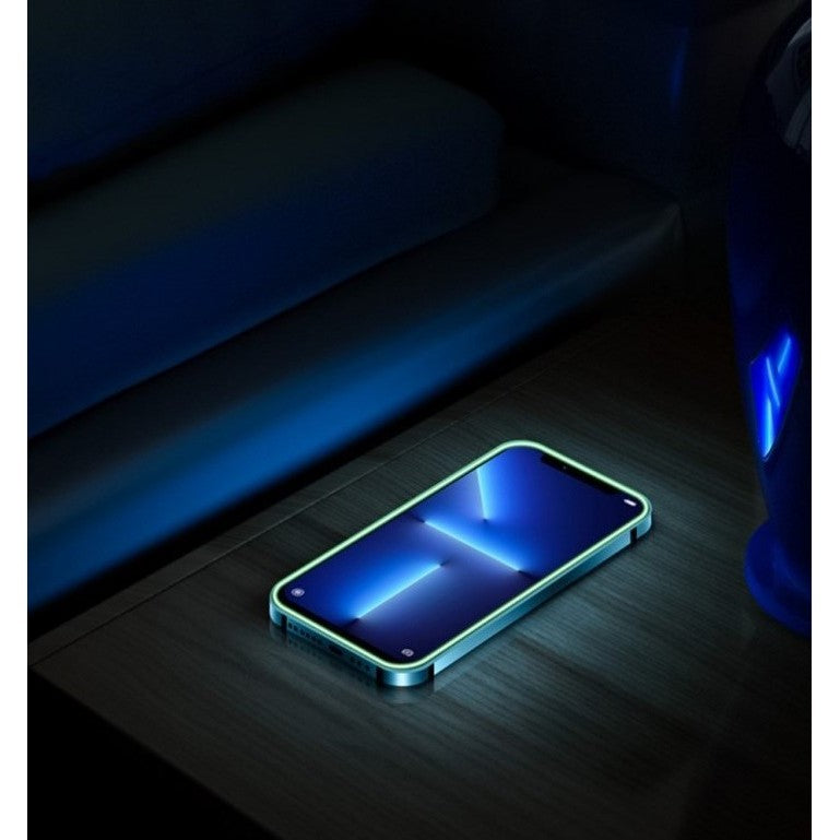 Folie Sticla Securizata Flippy,  Luminous, compatibila cu Apple iPhone 14 Pro Max, Margine fosforescenta verde-8